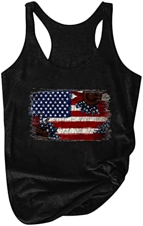 חולצות 4 ביולי לנשים צמרות טוניקה ללא שרוולים בקיץ יום העצמאות יום עצמאות חולצת טריקו פטריוטית אמריקאית ארהב