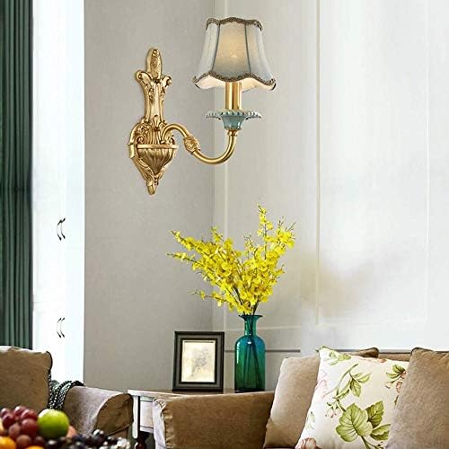 מנורת קיר קיר מנורת קיר משק בית - אור קיר בסגנון רטרו אירופי, כל בד קרמיקה נחושת E14, עיצוב סלון ספה מרפסת