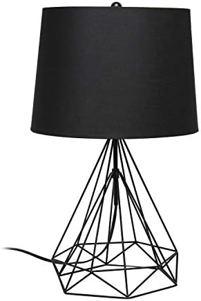 עיצובים אלגנטיים 1054-בלוק מודרני גיאומטרי חוטית מתכת חלולה מנורת שולחן, שחור
