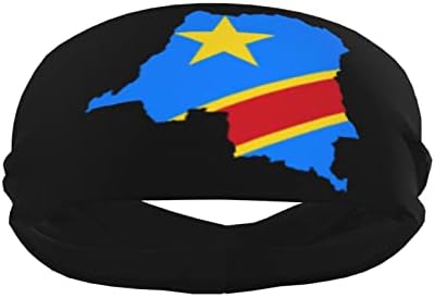 מפת דגל של הרפובליקה הדמוקרטית של קונגו סרט לגברים נשים ספורט סרט זיעת סרטי ראש עבור כושר תרגיל לחות