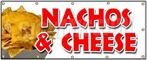 72 נאצ ' וס וגבינה באנר סימן חטיף נמס מקסיקני מזון טאקו טקס מקס