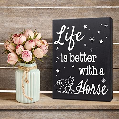 מתנות סוס ג ' ניגמס, החיים טובים יותר עם שלט עץ סוס, מתנה לאוהבי סוסים, עיצוב מדף ותלייה על הקיר,