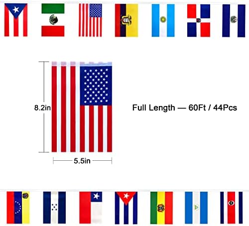 ליבוטי 2 סט 22 מדינות ספרדית דוברי דגלי באנר מחרוזת לטיני אמריקאי לטינו גבתון דגלי מורשת היספני חודש קישוטים,60