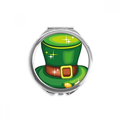 ברק ירוק כובע אירלנד סנט פטריק יום יד קומפקטי מראה עגול נייד כיס זכוכית