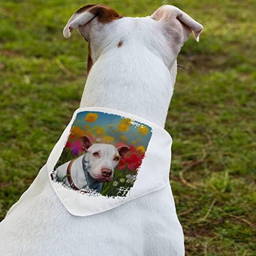 עיצוב פרחי כלבים מחמד בנדנה צווארון - צווארון הצעיף הדפס אמנות - הדפס חיה כלב בנדנה