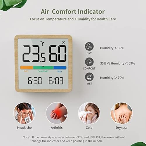 Miaohy LCD לשעון דיגיטלי מד לחות מדחום מקורה Hygrometer Home Office Office שולחן עבודה טמפרטורה ולחות מד.