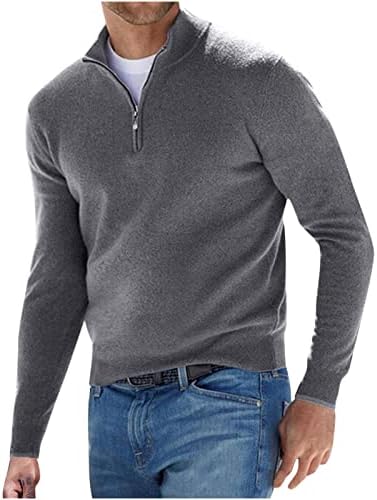 גברים של שרוול ארוך חולצה, צמר סוודר לעמוד צווארון מוצק צבע בלוק קומפי סרוג סוודרי חולצות