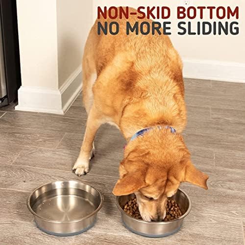2 כלב קערות-סיליקון כלב מזון מחצלת 8-כוס נירוסטה כלב קערות עם ללא החלקה סיליקון בסיס