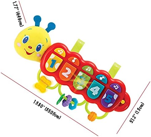קידולאב לירה צעצועי העריסה של קטרפילר עם מוזיקה ואורות. טיולון פעילות לתינוקות וצעצועים למושב מכוניות לומד תינוקות.