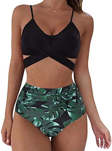 נשים של טנקיני בגדי ים גבוהה מותן זורם בגדי ים שתי חתיכה שיפוע לשחות למעלה עם מכנסיים קצרים ביקיני
