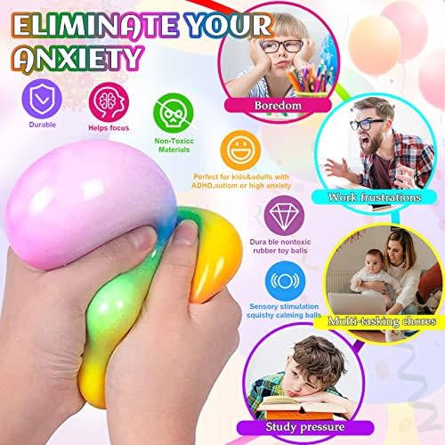רטוב כדורי לחץ לילדים לקשקש צעצועים-6 חבילה חושי כדורי לחץ סט קשת רשת רטוב כדור מים חרוז כדורי