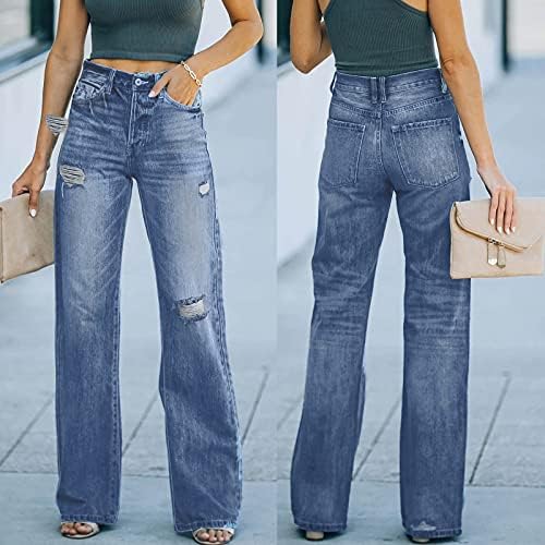 כפתור ג'ינס מכנסי כיס מותניים גבוהים לנשים אלסטי בצבע אחיד מכנסי ג'ינס אופנה ג'ינס ישר ג'ינס דק ג'ינס