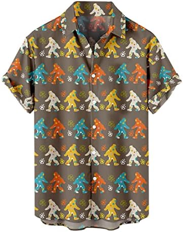 חולצות קיץ לגברים כפתור שרוול קצר למטה חולצות חוף גיאומטריה גרפית צבעונית חולצה צווארון דש מודפס