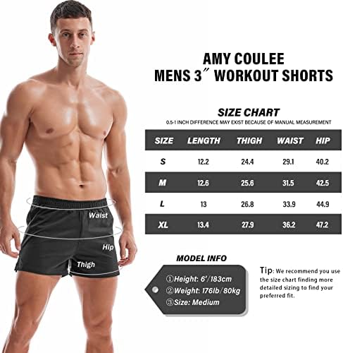 איימי קולי גברים מכנסי כושר קצרים 3 מכנסי אימון פיתוח גוף קצרים