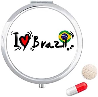 אני אוהב ברזיל מילת דגל אהבת לב איור גלולת מקרה כיס רפואת אחסון תיבת מיכל מתקן