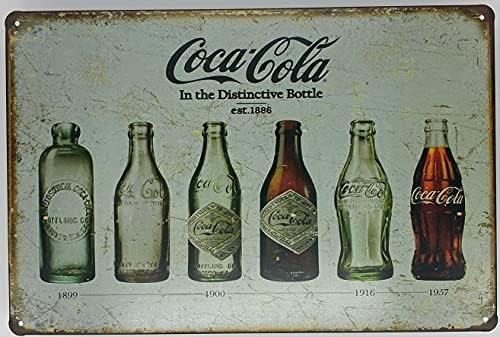 לנצח _ שלט פח / עיצוב שלט קיר מתכת / היסטוריית אוסף בקבוקי קוקה קולה 8 איקס 12 ב / קישוט לחדר מטבח מוסך בר ביתי