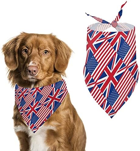 אמריקאי דגל ואנגליה דגל יפה כלב בנדנות דפוס משולש לחיות מחמד צעיף רחיץ כלב ליקוק מטפחת