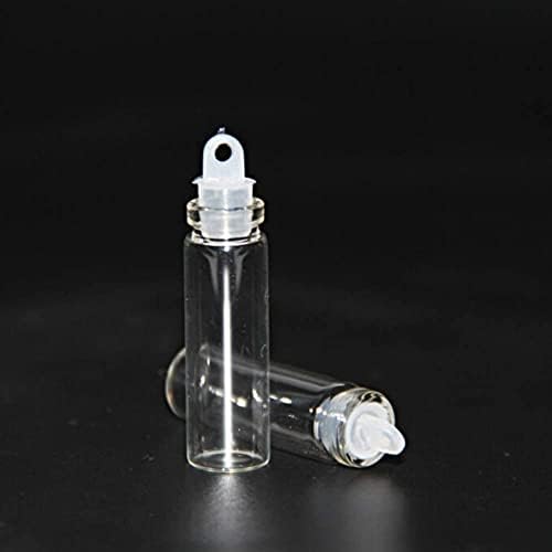 Qixivcom 60 חתיכות 2 מל מיני קטנים בקבוקי זכוכית צלולים בקבוקונים צנצנת זעירה עם פקק פלסטיק מיניאטורה בקבוק זכוכית