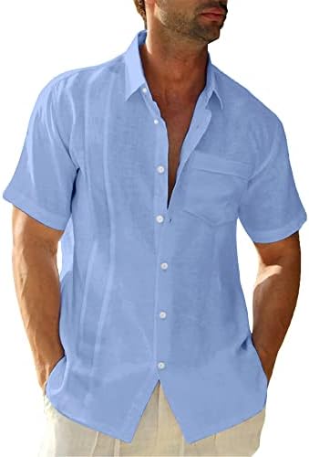 חולצת קיץ של שרוול קצר של LVCBL חולצת קיץ גברים חולצה מזדמנת עם כיס חזה