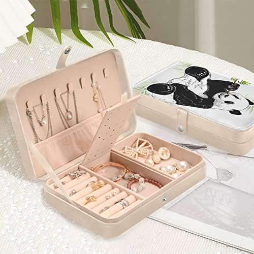 סקיצה של Innewgogo Panda במבוק קופסת תכשיטים קטנה מארגן תכשיטי עור מארגן טבעת טיול למסיבות רווקות מתנות