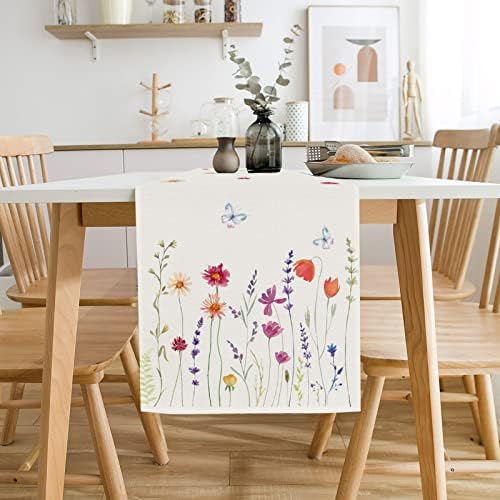 אביב / קיץ צבעי מים פרחוני שולחן רץ יוטה דייזי פרחי בר שולחן רצי עונתי מטבח אוכל דקור עבור שולחן מרכז בית חתונה