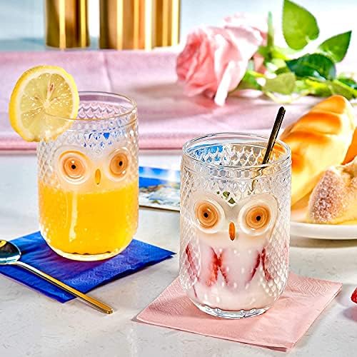 Alamhi OWL מתנות לנשים כלי זכוכית בצבע וינטג 'זכוכית כוסות חמודות יכולות כוסות בצורת כוסות פטישות