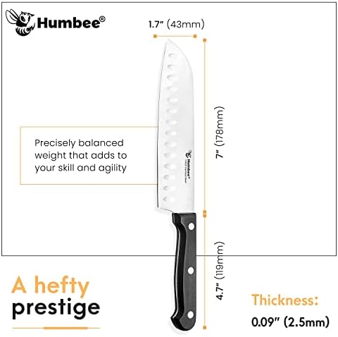 האמבי סנטוקו סכין 7 אינץ חד יפני שף סכין בית מטבח סכין מלא טאנג גבוהה פחמן פלדת סכין