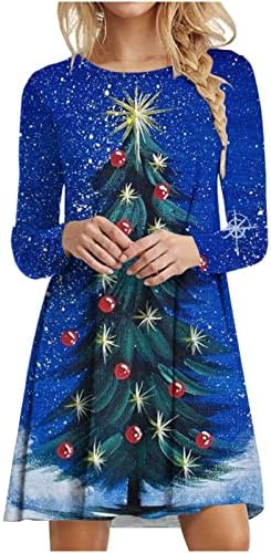 נשים שמלת חולצה מידי חג המולד הדפסת 3 ד שרוולים ארוכים י2 ק רוקבילי חוף נופש מזדמן שמלת סוודר שמלה