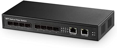 Binardat 10 מתג SFP של Gigabit Port, 8 Gigabit SFP, 2 Gigabit Ethernet, Desktop & Wallmount, מתג אתרנט