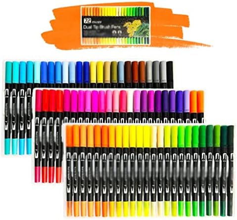 ZCMEB 60/72 צבעים עטים בצבעי מים הגדרת עט מברשת קצה כפול עט לציור ציור קליגרפיה ציוד אמנות צביעה