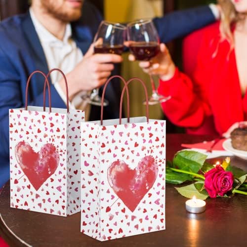 Ecohola cupids קשת שקיות מתנה לנייר קראפט עם ידיות, 24 חתיכות חבילות ליום האהבה, יום האם, חתונות, מסיבת