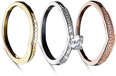 טבעות תכשיטים לנשים 3 מחשבים אופנה זירקוניה גילוף טבעת נישואין רטרו אופנה אופנה לנשים קריסטל