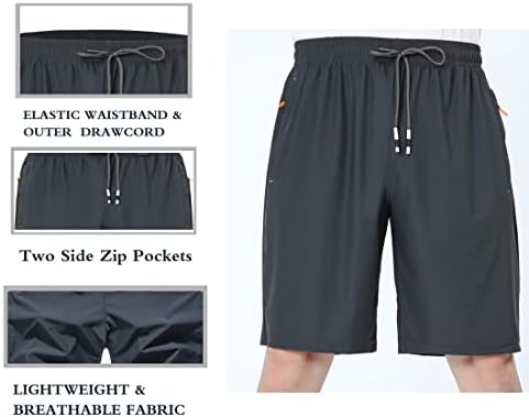 Xiaolongren בנים קל משקל קל משקל מכנסיים קצרים מהיר של אימון יבש למכנסיים קצרים בכושר טיולים עם כיסי רוכסן