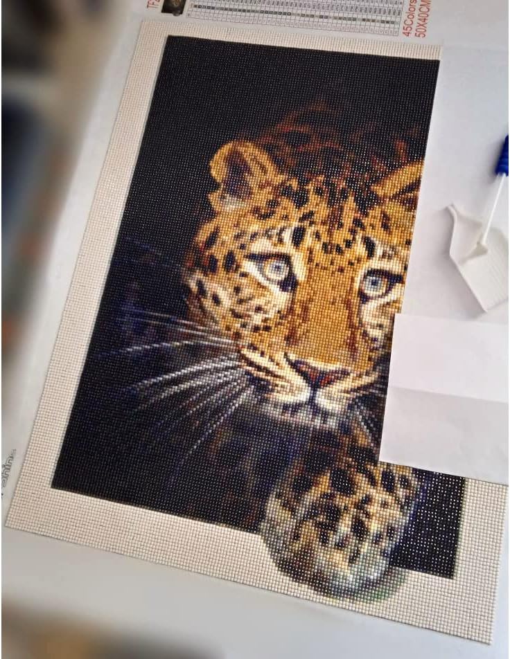 יהלומי רקמת נמר חתול נמר תמונה אבני חן פסיפס יהלומי ציור בעלי חיים מלא כיכר עגול תרגיל דקור
