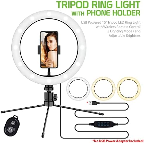 טבעת סלפי בהירה אור תלת צבעוני תואם ללבה שלך ז10 10 אינץ ' עם שלט לשידור חי / איפור/יוטיוב