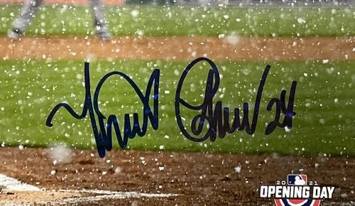 מיגל קבררה חתום על דטרויט טייגרס יום הפתיחה שלג 16x20 צילום JSA ITP - תמונות MLB עם חתימה