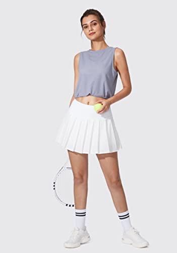 חצאית טניס קפלים לנשים YYV עם 3 כיסים גולף גולף מותן גבוה וחצאיות סורט לנשים אימון אתלטי מזדמן