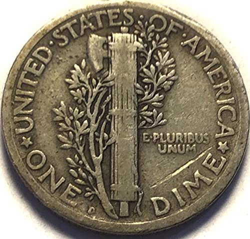 1924 D Mercury Silver Dime מוכר בסדר מאוד