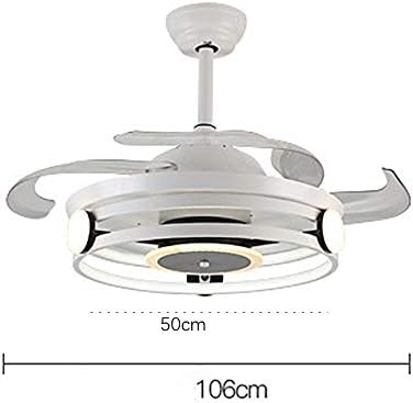 תאורת שלט רחוק, מאווררי תקרה נשלפים עם LED במהלך מאווררי להבים לא נעימים, עם נברשת עגולה לבנה 50 סמ