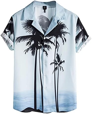 XXBR Mens Mens Hawaiian חולצות שרוול קצר כפתור מודפס