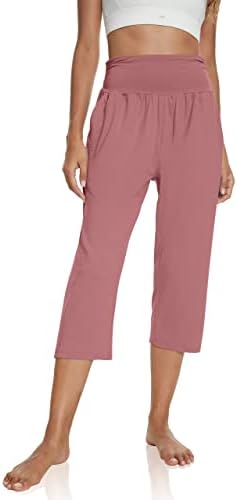 מכנסי קפרי קפרי גבוהים של UEU לנשים מכנסי יוגה מתאימים מזדמנים אימון טרקלין נוח מכנסי טרנינג קפריס