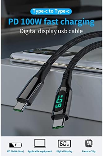 כבל Goxwave תואם ל- Dell Precision 15 - PowerDisplay כבל PD - USB -C ל- USB -C, תצוגת LED 6 רגל PD כבל ניילון