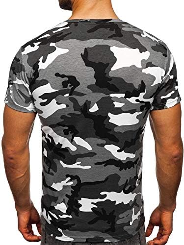 גברים של הסוואה קצר שרוול אתלטי חולצות טיז כושר צבאי צווארון עגול בציר הסוואה חולצות