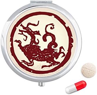 דרקון הסיני בעלי החיים מעגל דיוקן גלולת מקרה כיס רפואת אחסון תיבת מיכל מתקן