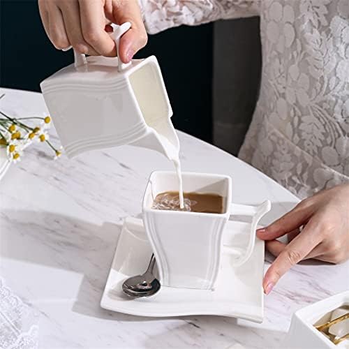 ZLDLDGYG לבן קרם חרסינה וסיר סוכר לקפה ותה 4.75 אינץ 'סיר חלב עם ידית סיר סוכר בגודל 3.5 אינץ'