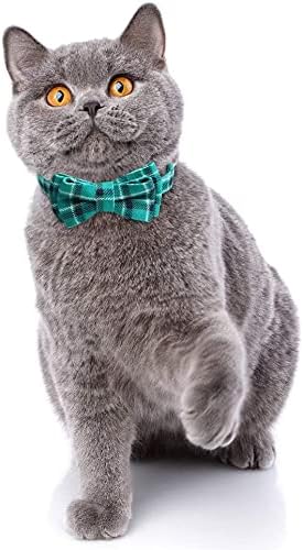 2 חבילה אישית חתול צווארון עם עניבת פרפר ופעמונים הבדלני,מעודכן רשת דפוסים צוואר אביזרי עבור קיטי בנות
