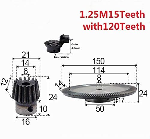 ציוד תעשייתי 2 יחידות 1: 8 פוע הילוך 1.25 מודולוס 15 שיניים חור 6 ממ+ 120 שיניים פנימי חור 8 ממ 90