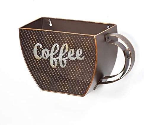 מחזיק תרמיל בצורת ספל קפה, צמוד לקיר או דלפק, מחזיק תרמיל קפה - מארגן תרמיל קפה - אחסון תרמיל קפה - סל קפה