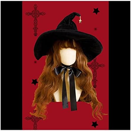 שחור אשף כובע לנשים בנות מסיבת תלבושות אשף כובע לוליטה ליל כל הקדושים מכשפה כובע עם גדול ברים קוספליי אבזרי