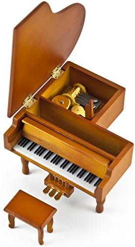 Musicboxattic טון עץ מדהים העתק מיניאטורה של פסנתר גדול עם ספסל - שירים רבים לבחירה - הקיסר וואלס,
